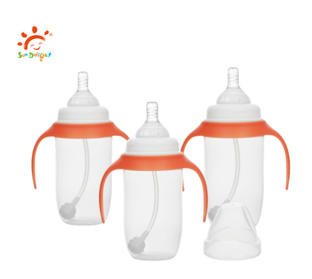 Botella de alimentación para bebés de 12 oz/330 ml de grado alimenticio PP y silicona, libre de BPA y certificada ISO9001