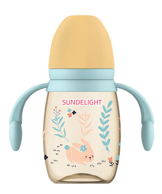 Botella para bebés de 240 ml de 300 ml de PP con doble mango resistente a los golpes