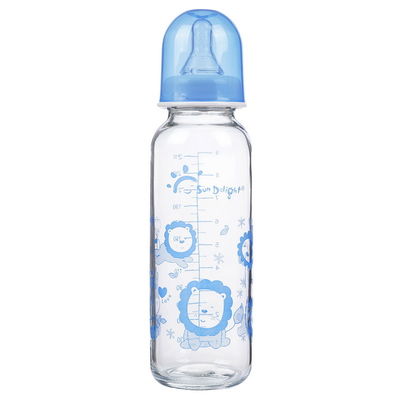 Botellas de alimentación de cristal estándar del bebé del cuello 9oz 250ml hola de la transparencia a prueba de calor