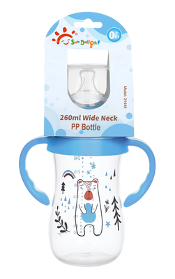 9 oz/ 260 ml Botella de PP de cuello ancho para bebés