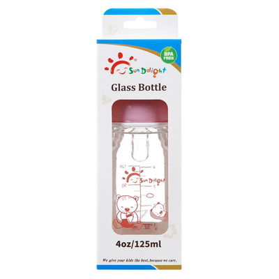 botellas de alimentación estándar del bebé del vidrio de Borosilicate del cuello de 125ml 4oz