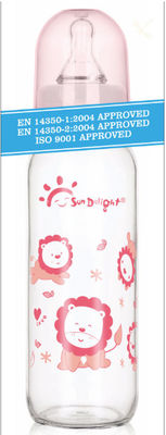 Botellas de alimentación de cristal estándar a prueba de calor del bebé del cuello 9oz 250ml