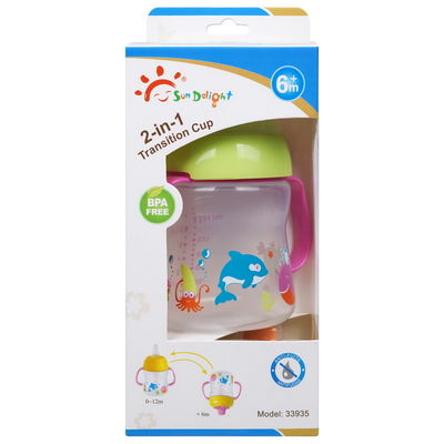 No derrame 2 de 1 meses libre de BPA 6 taza de Sippy del bebé de 6 onzas