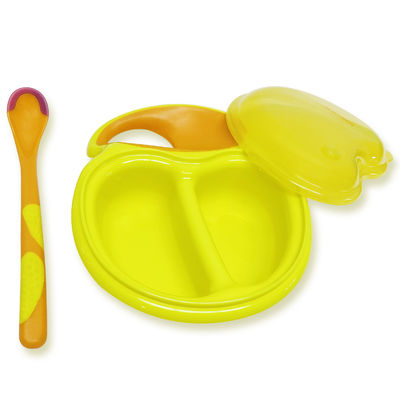 Cuencos de alimentación y cucharas del bebé fácil amarillo LIBRE del apretón de BPA