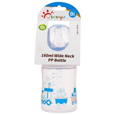 Botella de pezones para bebés de 6 oz de polipropileno seguro y no tóxico de grado alimenticio