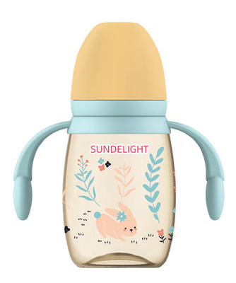 Botella para bebés de 240 ml de 300 ml de PP con doble mango resistente a los golpes