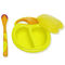 Cuencos de alimentación y cucharas del bebé fácil amarillo LIBRE del apretón de BPA