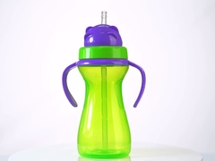 Green Purple 9oz 290ml Baby Weighted Straw Cup With Handle